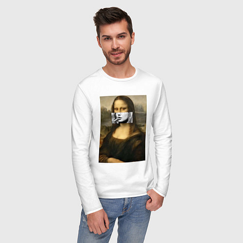 Мужской лонгслив Мона Лиза Да Винчи / Белый – фото 3