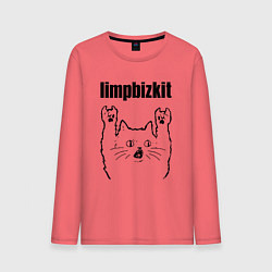 Лонгслив хлопковый мужской Limp Bizkit - rock cat, цвет: коралловый