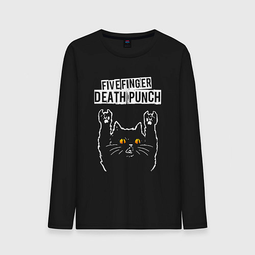 Мужской лонгслив Five Finger Death Punch rock cat / Черный – фото 1