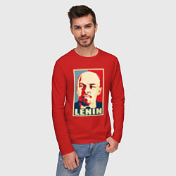 Лонгслив хлопковый мужской Lenin, цвет: красный — фото 2