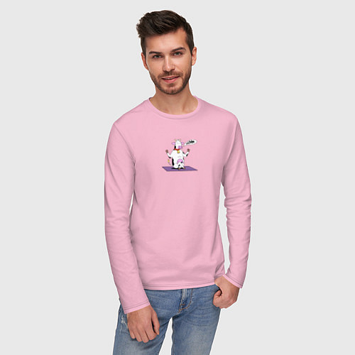 Мужской лонгслив Yoga time cow / Светло-розовый – фото 3