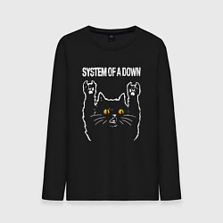 Лонгслив хлопковый мужской System of a Down rock cat, цвет: черный