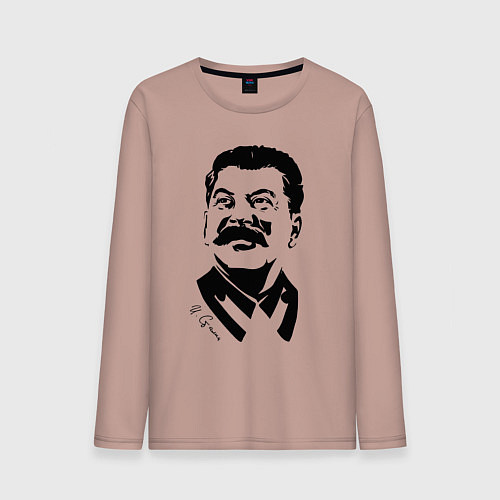 Мужской лонгслив Сталин чб / Пыльно-розовый – фото 1