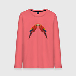 Лонгслив хлопковый мужской Пара красных попугаев, цвет: коралловый
