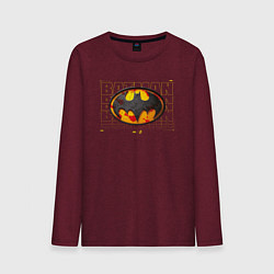 Лонгслив хлопковый мужской Batman logo 2023, цвет: меланж-бордовый
