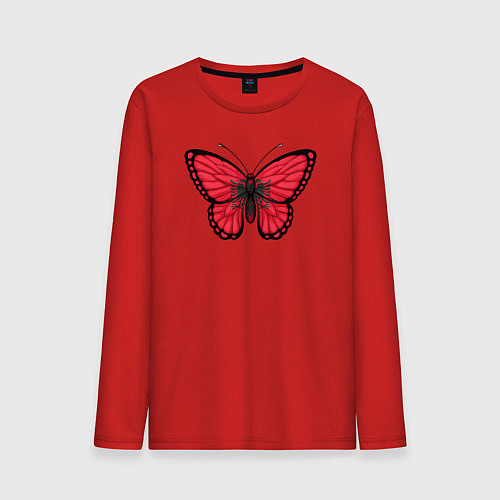 Мужской лонгслив Албания бабочка / Красный – фото 1