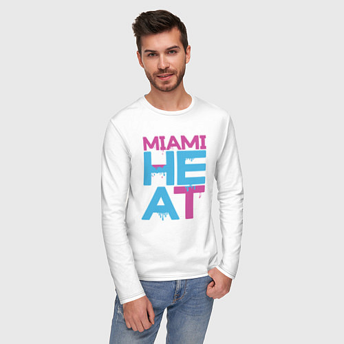 Мужской лонгслив Miami Heat style / Белый – фото 3