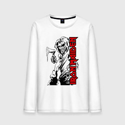 Лонгслив хлопковый мужской Iron maiden fans, цвет: белый