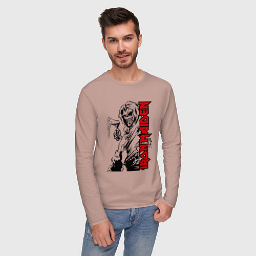 Мужской лонгслив Iron maiden fans / Пыльно-розовый – фото 3