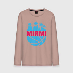Лонгслив хлопковый мужской Miami city, цвет: пыльно-розовый