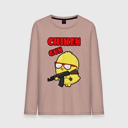 Лонгслив хлопковый мужской Chicken machine gun, цвет: пыльно-розовый