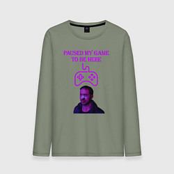 Лонгслив хлопковый мужской Paused my game to be here, цвет: авокадо