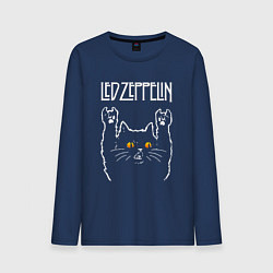 Лонгслив хлопковый мужской Led Zeppelin rock cat, цвет: тёмно-синий