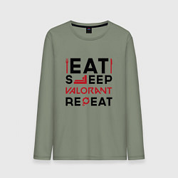 Мужской лонгслив Надпись: eat sleep Valorant repeat