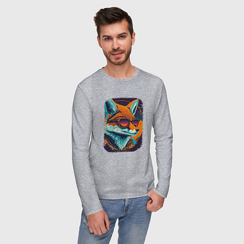 Мужской лонгслив Old Fox with glasses / Меланж – фото 3