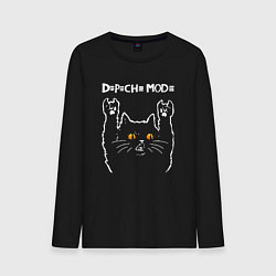 Лонгслив хлопковый мужской Depeche Mode rock cat, цвет: черный