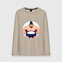 Лонгслив хлопковый мужской Борец сумо, цвет: миндальный