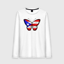 Лонгслив хлопковый мужской Бабочка Пуэрто-Рико, цвет: белый