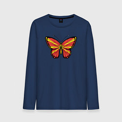 Лонгслив хлопковый мужской Бабочка Северная Македония, цвет: тёмно-синий