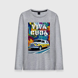 Лонгслив хлопковый мужской Viva Cuba - car - retro, цвет: меланж