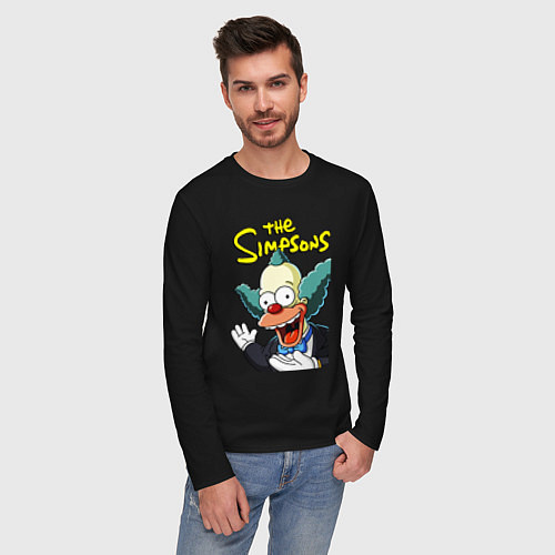 Мужской лонгслив Krusty the clown / Черный – фото 3