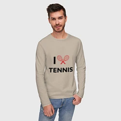 Лонгслив хлопковый мужской I Love Tennis, цвет: миндальный — фото 2