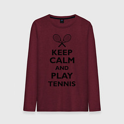 Лонгслив хлопковый мужской Keep Calm & Play tennis, цвет: меланж-бордовый