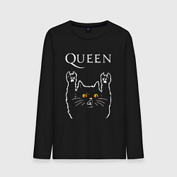 Лонгслив хлопковый мужской Queen rock cat, цвет: черный