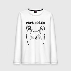 Лонгслив хлопковый мужской Papa Roach - rock cat, цвет: белый