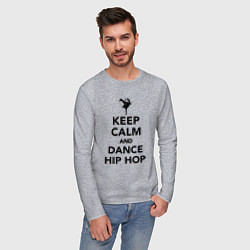 Лонгслив хлопковый мужской Keep calm and dance hip hop, цвет: меланж — фото 2