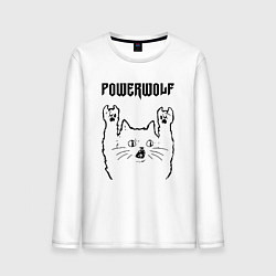 Лонгслив хлопковый мужской Powerwolf - rock cat, цвет: белый