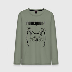 Лонгслив хлопковый мужской Powerwolf - rock cat, цвет: авокадо