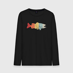 Лонгслив хлопковый мужской Color fish, цвет: черный