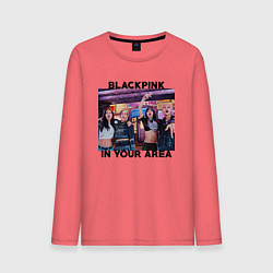 Лонгслив хлопковый мужской Blackpink HYLT Jennie Lisa Rose Jisoo, цвет: коралловый