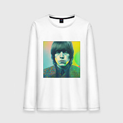 Лонгслив хлопковый мужской Brian Jones Pop Glitch Art, цвет: белый