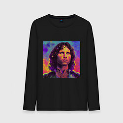 Лонгслив хлопковый мужской Jim Morrison Strange colors Art, цвет: черный