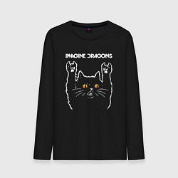 Лонгслив хлопковый мужской Imagine Dragons rock cat, цвет: черный