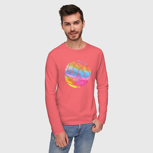 Мужской лонгслив Ball color / Коралловый – фото 3