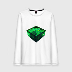 Мужской лонгслив Куб из зелёного кристалла