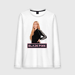 Лонгслив хлопковый мужской Блэкпинк Роза, цвет: белый