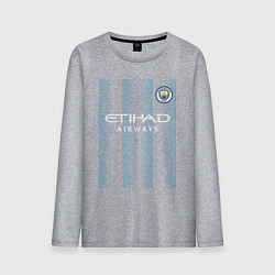 Лонгслив хлопковый мужской Эрлинг Холанд Манчестер Сити форма 2324, цвет: меланж