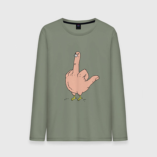 Мужской лонгслив Пошлая птичка - смешной фак / Авокадо – фото 1