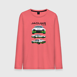 Лонгслив хлопковый мужской Jaguar постер обложка журнала, цвет: коралловый