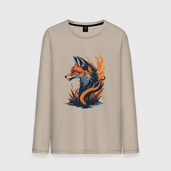 Лонгслив хлопковый мужской Burning fox, цвет: миндальный