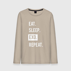 Лонгслив хлопковый мужской Eat Sleep EXO Repeat, цвет: миндальный