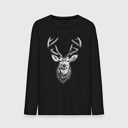 Лонгслив хлопковый мужской Голова оленя эскиз, цвет: черный