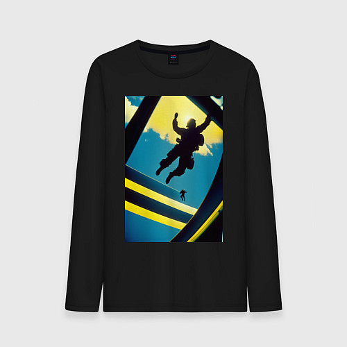 Мужской лонгслив Два парашютиста / Черный – фото 1