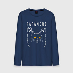 Лонгслив хлопковый мужской Paramore rock cat, цвет: тёмно-синий