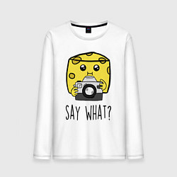Лонгслив хлопковый мужской Cheese photographer, цвет: белый