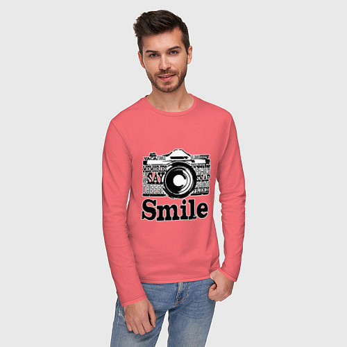 Мужской лонгслив Smile camera / Коралловый – фото 3